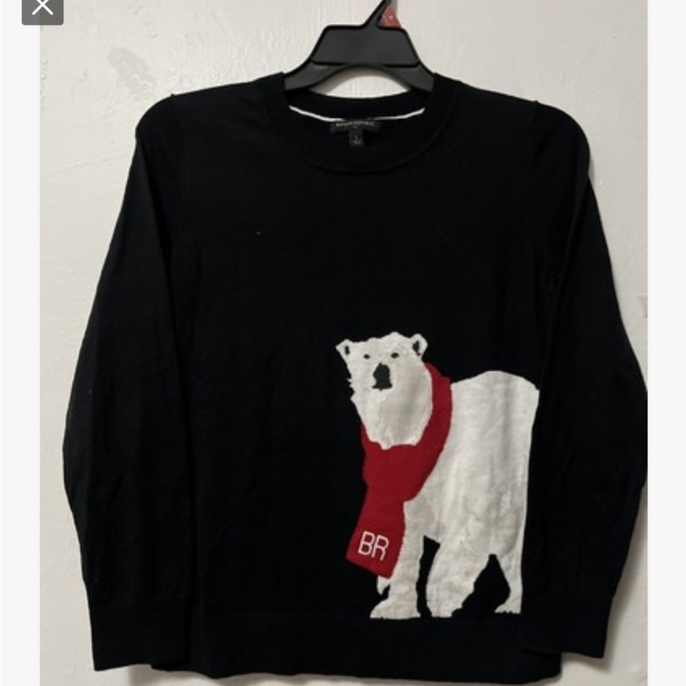 Banana Republic Factory Intarsia Black Polar Bear Sweater